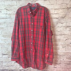 Ralph Lauren Red Plaid Big Shirt Long Sleeve Button Down Shirt